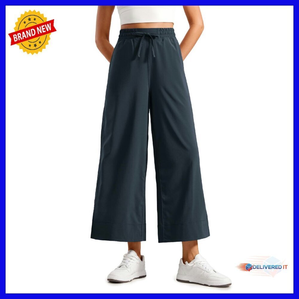 Lightweight Wide Leg Cropped Yoga Pants 25" Inseam Soft Fabric